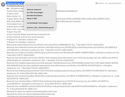 Angebliche Absender-Adresse