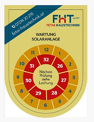 Wartungsetikett Solaranlage