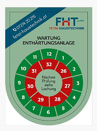 Prüf-Etikett Enthärtungsanlage